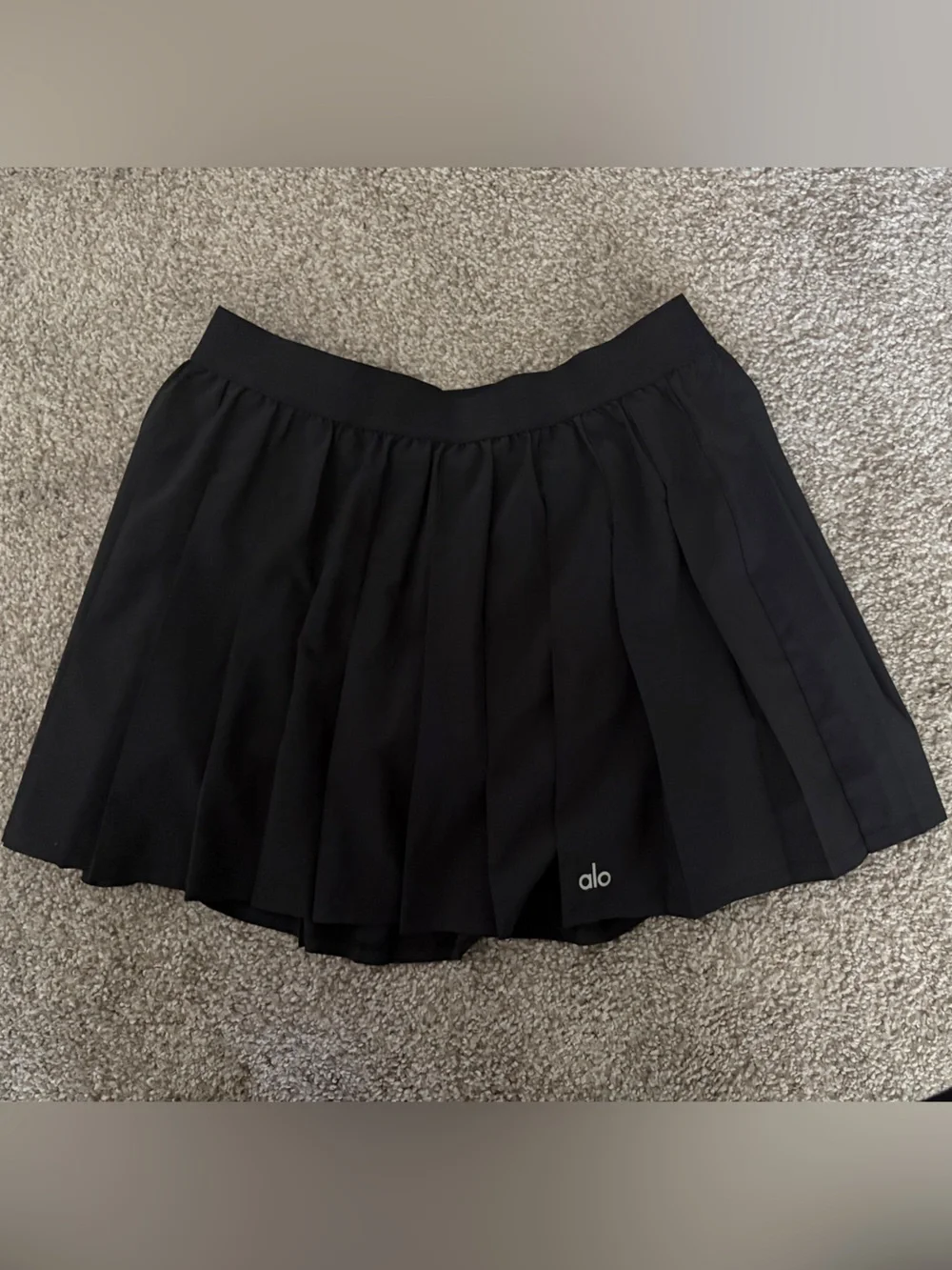 ALO Yoga Black Pleated Skater Skirt
